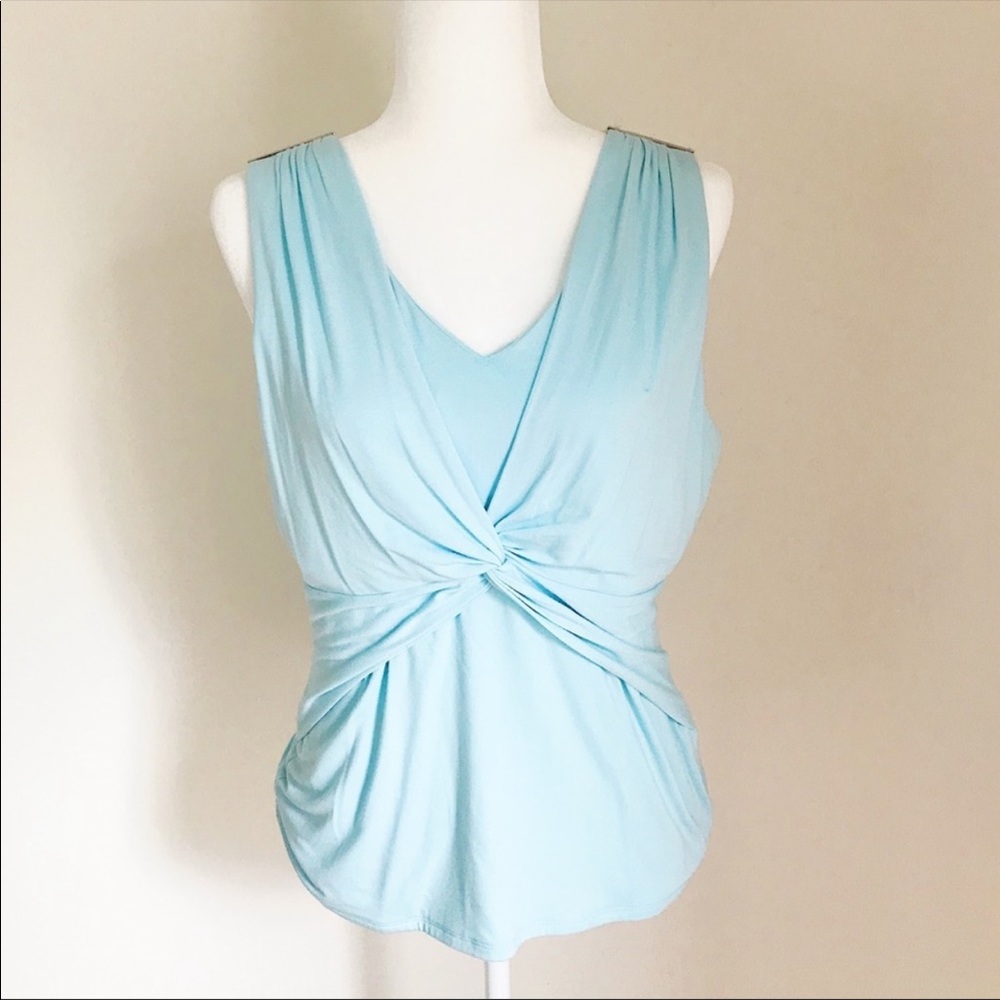 White House Black Market Blue Faux Tie Tank Top